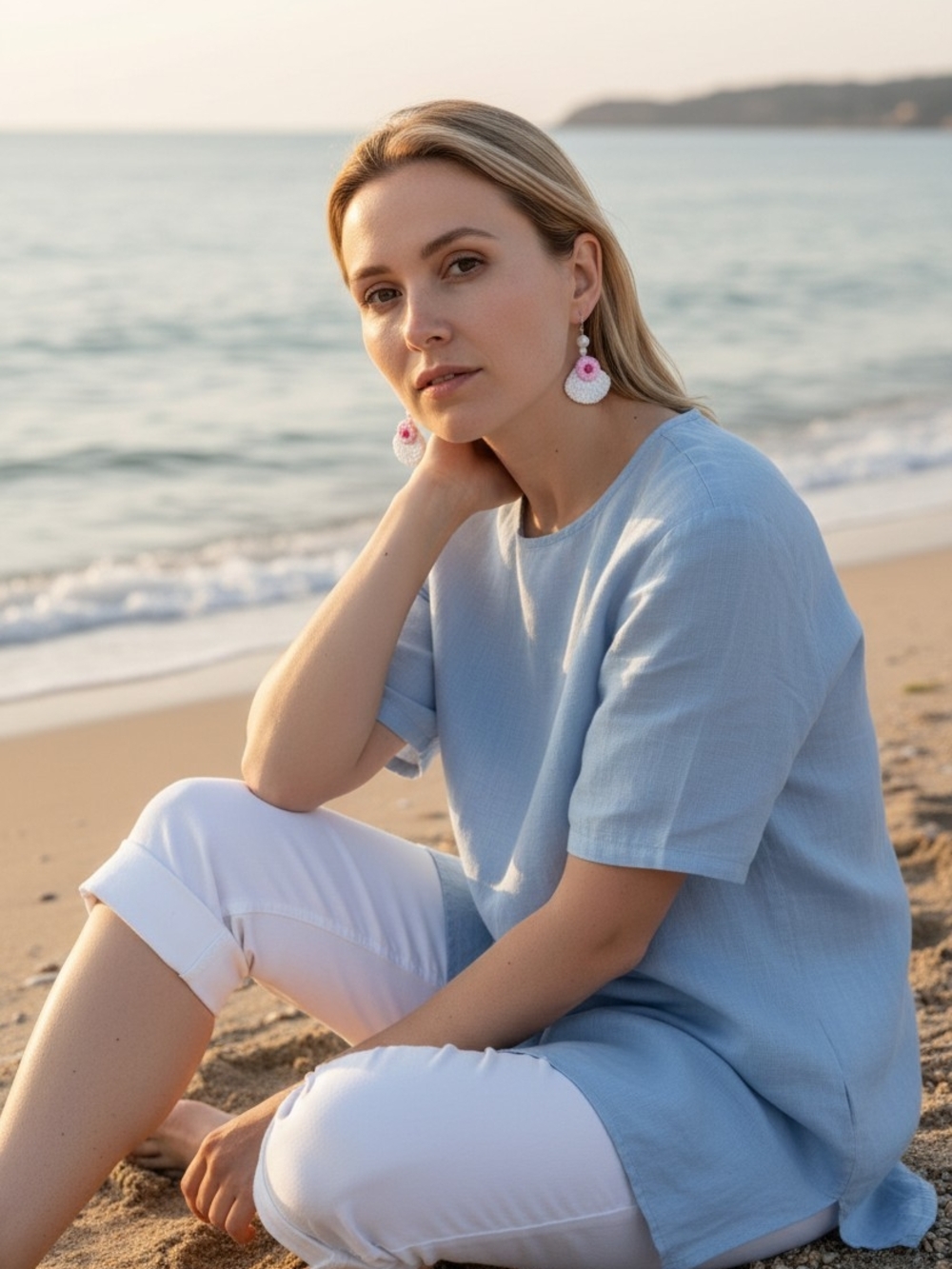 Floral Boho Coastal Shell Earrings